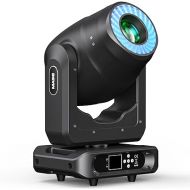 HOLDLAMP Focus Moving Head DJ Lights, 150W LED Moving Head Light with 15 Gobos (3-Facet Prism) 7 Colors Beam Spot Lights DMX Mode 19 Channel Sound Activated for Parties Wedding Church Club Live Band