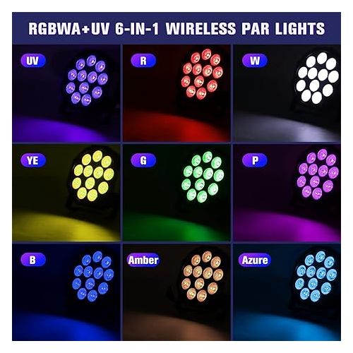  Rechargeable Par Lights Uplights RGBWA+UV 6-in-1 LED Battery Powered Stage Lights, HOLDLAMP DJ Lights Sound Activated with Remote & DMX Control for Festival Party Event Wedding Bar (8 Packs)