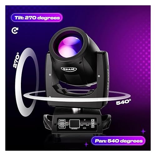  250W Moving Head Light 7R 16 Prisms 13 Colors 14 Patterns Moving Head Beam 16/20 CH DMX512 Sound Activated for Wedding Parties Church Stage Lighting 0-100° Liner Dimming