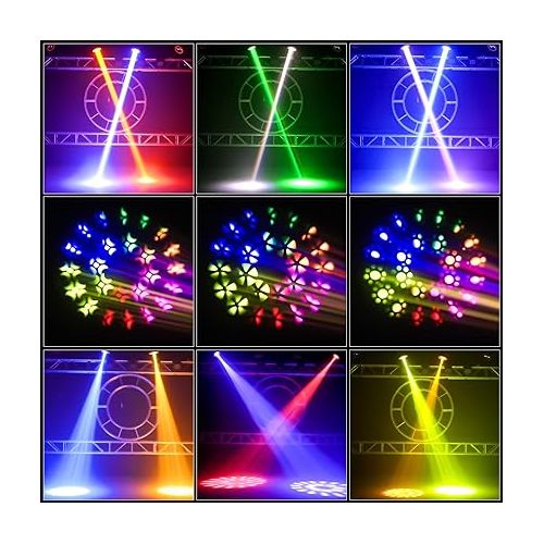  250W Moving Head Light 7R 16 Prisms 13 Colors 14 Patterns Moving Head Beam 16/20 CH DMX512 Sound Activated for Wedding Parties Church Stage Lighting 0-100° Liner Dimming