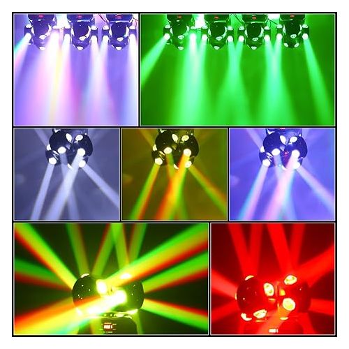  HOLDLAMP 16X10W Moving Head DJ Lights, 160W RGBW 4 Rotating Moving Head Stage Lights DMX Control 16 LED DJ lights for Parties Sound Activated Strobe Lights for Disco Wedding Band Live Show Bar