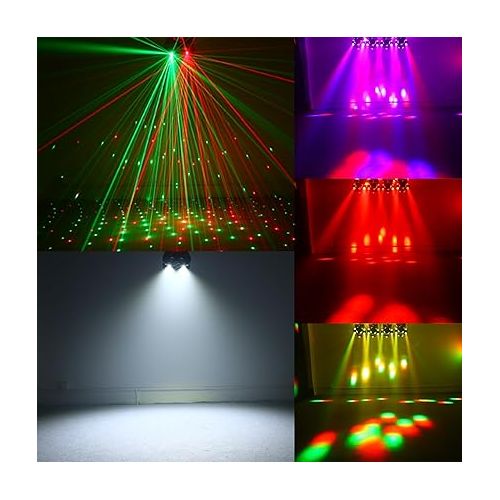  HOLDLAMP 2PCS Moving Head Light 4 Head Wind Turbine DJ Lights RGBW Stage Lighting 16 X 10W LED Spotlight by DMX and Sound Activated Control for Wedding Disco Parties Band Live Show Bar(2PCS)