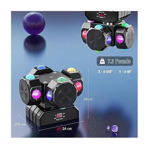  HOLDLAMP 2PCS Moving Head Light 4 Head Wind Turbine DJ Lights RGBW Stage Lighting 16 X 10W LED Spotlight by DMX and Sound Activated Control for Wedding Disco Parties Band Live Show Bar(2PCS)