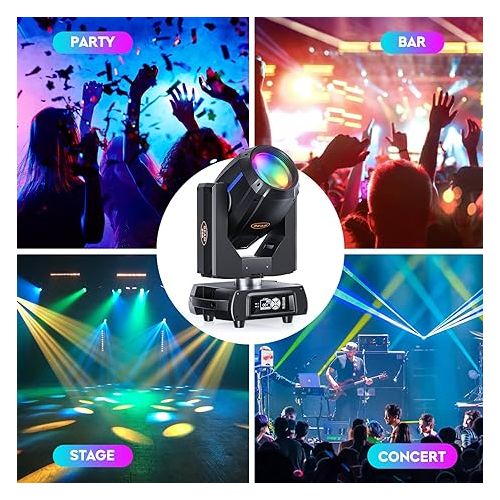  380W Moving Head Light Built-in 16-Facet Prisms, 13 Gobos 13 Colors Rainbow Effect Dj Lights Stage Lighting, 16 Channels DMX 512 and Sound Activated for Wedding DJ Live Show Bar