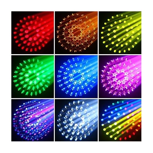  380W Moving Heads Party Light with 16-Facet Prisms - Dj Lights 13 Gobos 13 Colors 16 CH Stage Lighting DMX512 Sound Activated for Wedding DJ Live Show Bar