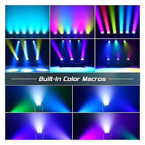  HOLDLAMP Zoom Moving Head DJ Lights Beam and Wash Stage Lighting Effect 7x40W LED RGBW 4-in-1 Color Bee Eye Focus Light by DMX and Sound Activated Control with CTO Mode for Concert Hall Theater