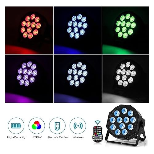  Rechargeable Par Lights RGBW 4-in-1 LED Uplights Battery Powered Stage Lights, HOLDLAMP DJ Lights Sound Activated with Remote & DMX Control for Festival Party Event Wedding Bar (8 Packs)