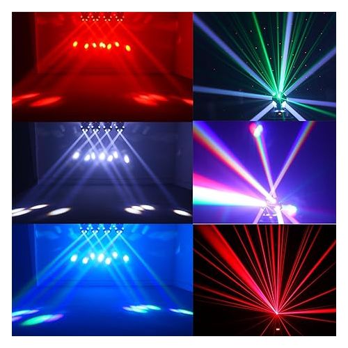  Moving Head Party Light 120W RGBW LED Stage Strobe Lights, Rotating DMX512 Sound Auto LED Moving Head DJ Lights for Disco Club Party Weddings Band Bars Shows(2 Head)