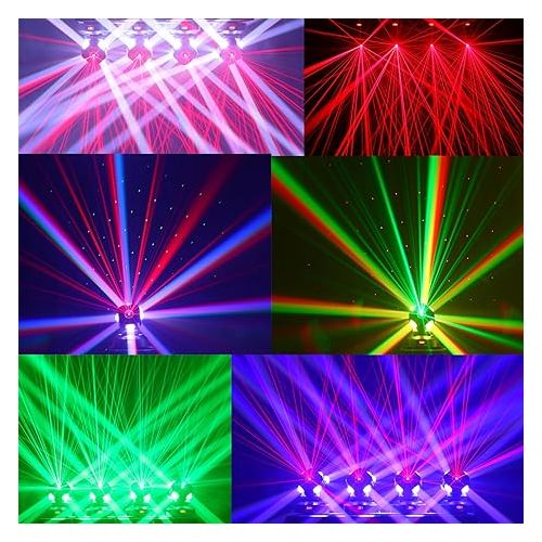  Moving Head Party Light 120W RGBW LED Stage Strobe Lights Rotating DMX512 Sound Auto Event Pub Wedding Churches Club Lights for Parties(2 Head)