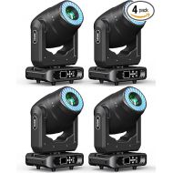 HOLDLAMP Focus Moving Head DJ Lights, 150W LED Moving Head Light with 15 Gobos (3-Facet Prism) 7 Colors Beam Spot Lights DMX Mode 19 Channel Sound Activated for Parties Wedding Church (Set of 4)