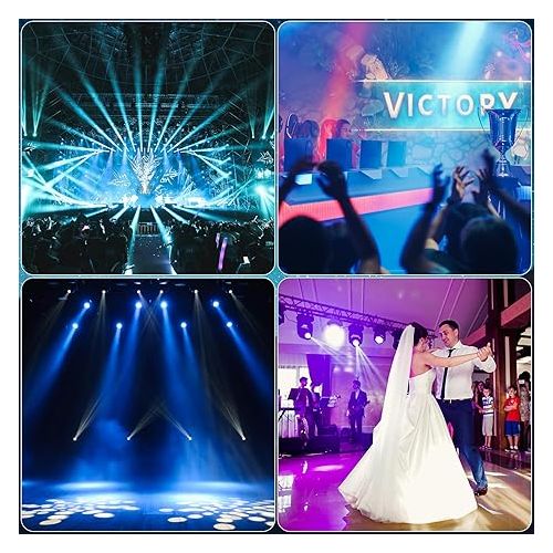  HOLDLAMP Focus Moving Head DJ Lights, 150W LED Moving Head Light with 15 Gobos (3-Facet Prism) 7 Colors Beam Spot Lights DMX Mode 19 Channel Sound Activated for Parties Wedding Church (Set of 4)