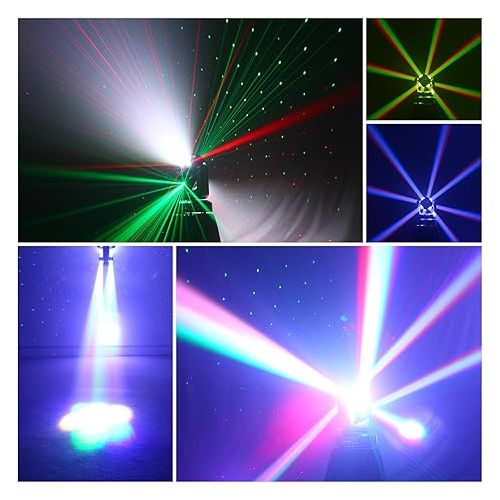  HOLDLAMP LED Moving Head DJ Lights, 150W 2 Arm Strobe Lights Infinite Rotating RGBW DJ Lighting Multi Effect DMX Light for Disco Club Party Weddings Band Bars Shows(1PCS)