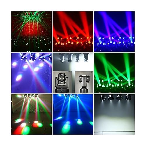 HOLDLAMP LED Moving Head DJ Lights, 150W 2 Arm Strobe Lights Infinite Rotating RGBW DJ Lighting Multi Effect DMX Light for Disco Club Party Weddings Band Bars Shows(1PCS)
