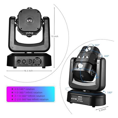  HOLDLAMP LED Moving Head DJ Lights, 150W 2 Arm Strobe Lights Infinite Rotating RGBW DJ Lighting Multi Effect DMX Light for Disco Club Party Weddings Band Bars Shows(1PCS)