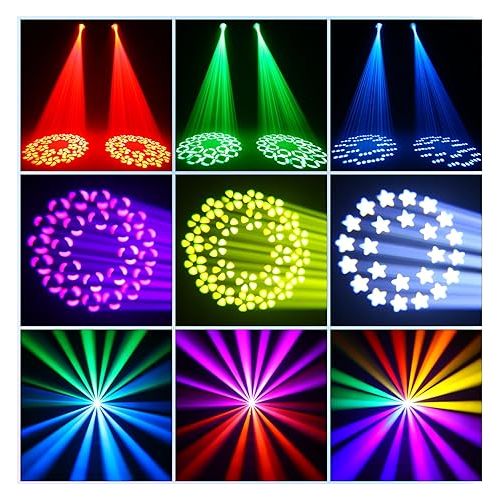  180W Moving Head DJ Light, IP65 Waterproof Stage Light, 14 Gobos 13 Colors & Channels Spotlights DMX 512 with Sound Activated Auto for Wedding DJ Disco Parties Nightclub Show Wedding Bar