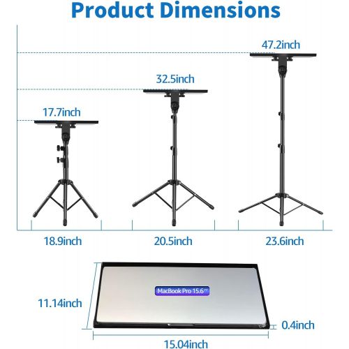  [아마존베스트]HOLDOOR Laptop Tripod, Laptop Stand Adjustable Height 17.7 to 47.2 Inch with Gooseneck Phone Holder, Portable Projector Stand Tripod, Detachable Computer DJ Equipment Holder Mount