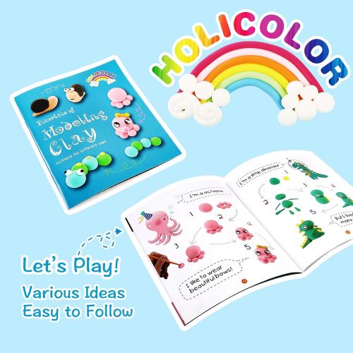  [아마존베스트]HOLICOLOR 36 Colors Air Dry Clay Kit Magic Modeling Clay Ultra Light Clay with Accessories, Tools and Tutorials for Kids DIY Crafts