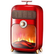 HOLPPO URG Retro Electric 900W Wood Burner Stove Fire Flame Effect Fire Freestanding Wood Fireplace LED Light Adjustable Temperature/Flame Design Large Window, Red URG