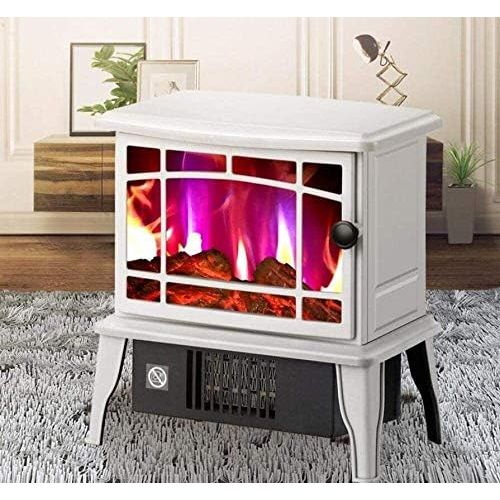  HOLPPO URG Electric Fireplace Stove with Flame Effect Wood Burner Portable Freestanding Indoor Stove 1500W, URG (Color : White)