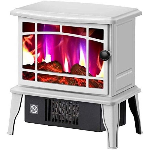  HOLPPO URG Electric Fireplace Stove with Flame Effect Wood Burner Portable Freestanding Indoor Stove 1500W, URG (Color : White)