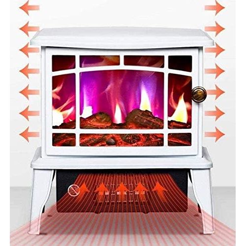  HOLPPO URG Electric Fireplace Stove with Flame Effect Wood Burner Portable Freestanding Indoor Stove 1500W, URG (Color : White)