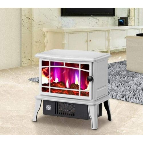  HOLPPO URG Electric Fireplace Stove with Flame Effect Wood Burner Portable Freestanding Indoor Stove 1500W, URG (Color : White)