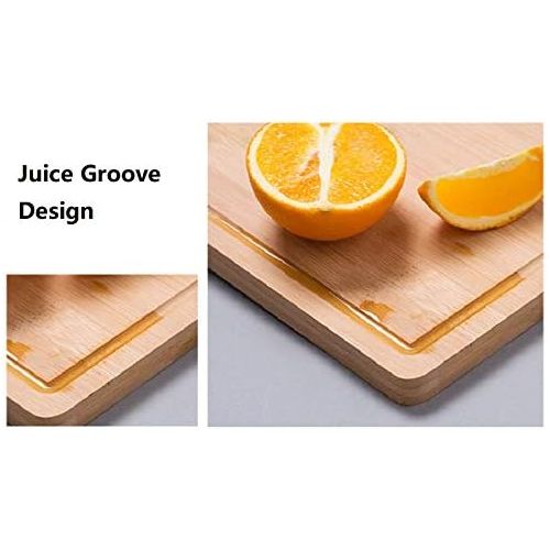  Holymood Bamboo Cutting Board with Juice Groove Organic Bamboo Kitchen Chopping Board for Meat Cheese and Vegetables Heavy Duty Serving Tray（3 Piece Set)