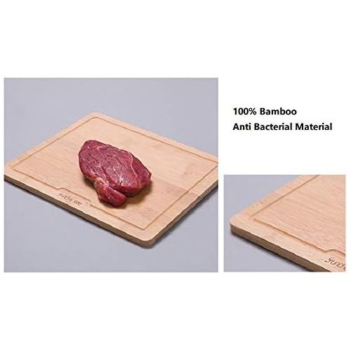  Holymood Bamboo Cutting Board with Juice Groove Organic Bamboo Kitchen Chopping Board for Meat Cheese and Vegetables Heavy Duty Serving Tray（3 Piece Set)