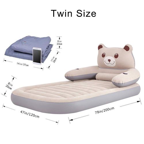  HOMCA Air Mattress For Kids, Inflatable Toddler Travel Bed Airbed Portable Blow Up Matress with Cup Holder Detachable Backrest Electric Pump for Home Travel 79x47x8in