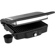 HOMCOM 4 Slice Panini Press Grill, Stainless Steel Sandwich Maker with Non-Stick Double Plates, Locking Lids and Drip Tray, Opens 180 Degrees to Fit Any Type or Size of Food 13.75