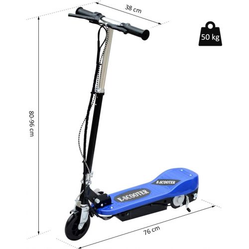  HOMCOM Elektroroller Kinder E-Scooter Kinderroller Roller Tretroller klappbar hoehenverstellbar 120W Metall + Kunststoff 76 x 38 x (80-96) cm 4 Farben