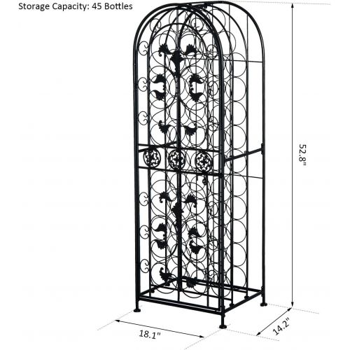  HomCom 45-Bottle Modern Wine Organizer Decorative Portable Wrought Iron Wine Rack Jail: Kitchen & Dining