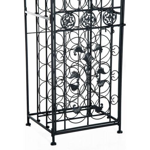  HomCom 45-Bottle Modern Wine Organizer Decorative Portable Wrought Iron Wine Rack Jail: Kitchen & Dining