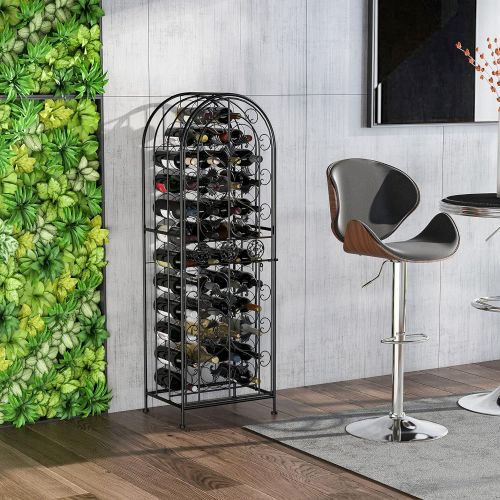  HomCom 45-Bottle Modern Wine Organizer Decorative Portable Wrought Iron Wine Rack Jail: Kitchen & Dining