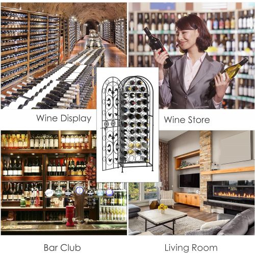  HomCom 45-Bottle Modern Wine Organizer Decorative Portable Wrought Iron Wine Rack Jail: Kitchen & Dining