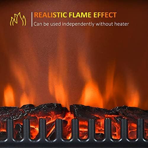  [아마존베스트]HOMCOM Freestanding Electric Fireplace Heater with Realistic Flames, 21 H, 1500W, Black