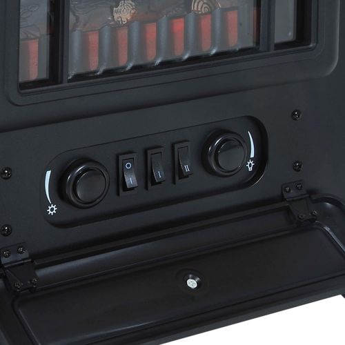  [아마존베스트]HOMCOM Freestanding Electric Fireplace Heater with Realistic Flames, 21 H, 1500W, Black