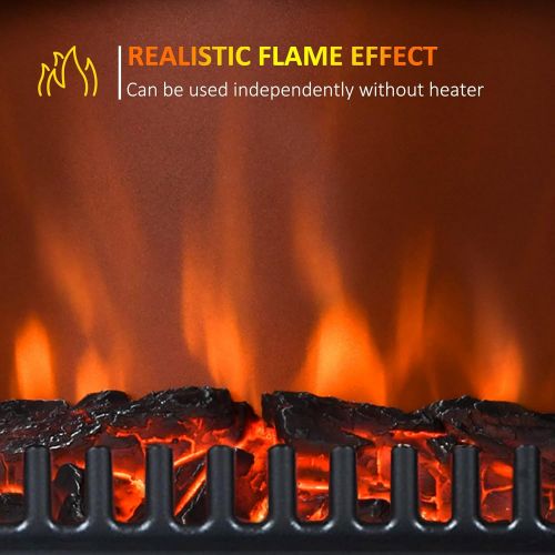  [아마존베스트]HOMCOM Freestanding Electric Fireplace Heater with Realistic Flames, 21 H, 1500W, Black