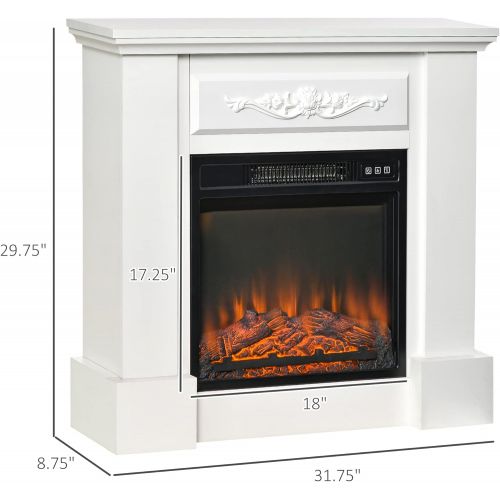  [아마존베스트]HOMCOM Freestanding Electric Fireplace Heater with Mantel, Wood, 1400W, 30 H, Beige