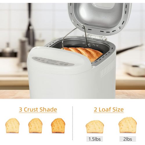  HOMCOM 2Lb Bread Maker, Non-Stick Bread Machine with Gluten Free Setting, 11 Menu, 2 Loaf Sizes, 3 Crust Colors, 13h Delay Timer, 1h Warming Function, 500W