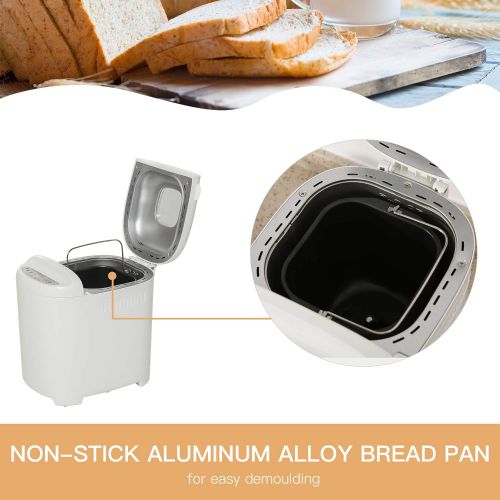  HOMCOM 2Lb Bread Maker, Non-Stick Bread Machine with Gluten Free Setting, 11 Menu, 2 Loaf Sizes, 3 Crust Colors, 13h Delay Timer, 1h Warming Function, 500W
