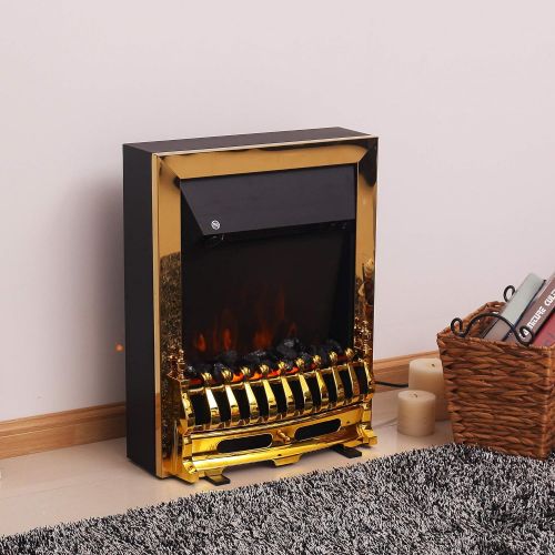  Homcom Electric Fireplace, golden, 820 043