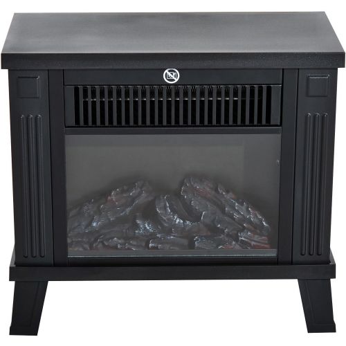  HOMCOM Electric Fireplace Electric Fireplace Stove Standing Fireplace with Flame Effect Electric Fire 600/1200 W Metal Black 34 x 17 x 31 cm