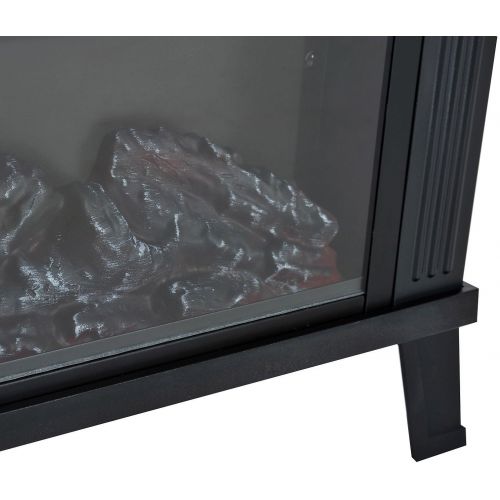  HOMCOM Electric Fireplace Electric Fireplace Stove Standing Fireplace with Flame Effect Electric Fire 600/1200 W Metal Black 34 x 17 x 31 cm