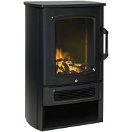 Homcom Electric Fireplace with Flame Effect Thermostat Stove 1000W/2000W, 20 25m2, Black 44.5 x 32.1 x 74cm