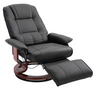 HOMCOM Faux Leather Adjustable Manual Traditional Swivel Base Recliner Chair with Footrest - Black