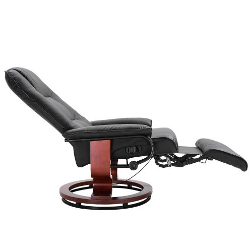  HOMCOM Faux Leather Adjustable Manual Traditional Swivel Base Recliner Chair with Footrest - Black