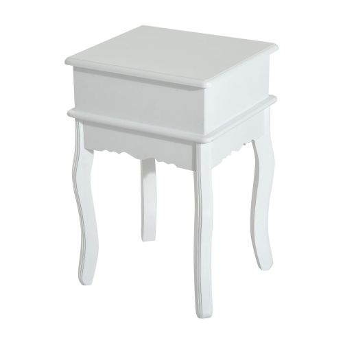  HOMCOM 24” Wood Living Room End Side Table with Storage Drawer - White