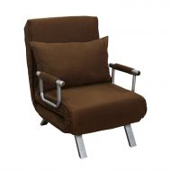 HOMCOM HomCom Steel Folding 3 Position Convertible Single Sleeper Bed Chair- Rich Brown