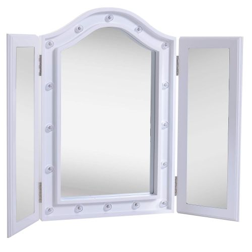  HOMCOM Tabletop Tri Fold Hollywood Style Vanity Mirror with LED Lights - White